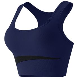 Contrast Color Beauty Back Exercise Underwear Women's Shockproof Without Steel Ring (Option: Navy Blue-M)