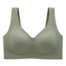 Plus Size Plus-sized Seamless Underwear Push Up Adjustable One-piece Bra (Option: Green-M)