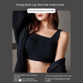 Lambswool Warm Vest Bra One-piece Women's (Option: Black Short-L)