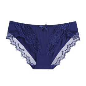 Lace Women's Panties Purified Cotton Crotch (Option: Dark Blue-S)