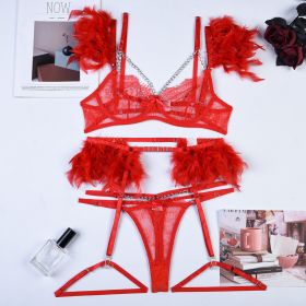 Christma Chains Lace Sexy Lingerie Women Underwear Bra Pa (Option: Red-S)