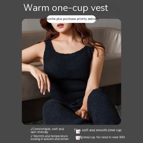 Lambswool Warm Vest Bra One-piece Women's (Option: Black Long-L)