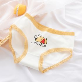 Japanese Cute Bear Lace Girl Underwear (Option: White Background Huhoo Bear-M)