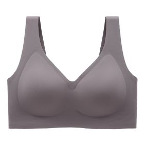 Plus Size Plus-sized Seamless Underwear Push Up Adjustable One-piece Bra (Option: Coffee-M)