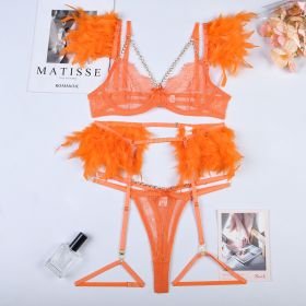 Christma Chains Lace Sexy Lingerie Women Underwear Bra Pa (Option: Orange-S)