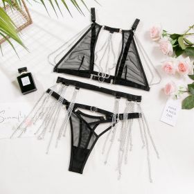 Hot Girl Chain Net Sexy Lingerie Set (Option: Black-S)