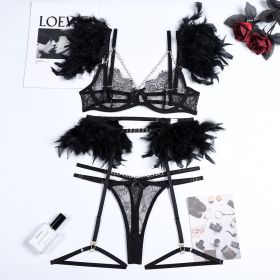 Christma Chains Lace Sexy Lingerie Women Underwear Bra Pa (Option: Black-S)