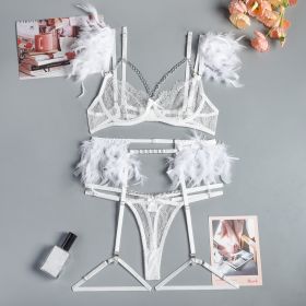 Christma Chains Lace Sexy Lingerie Women Underwear Bra Pa (Option: White-S)