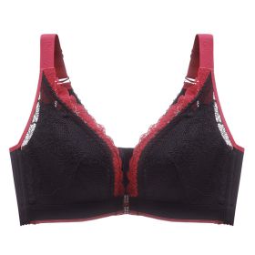 Plus Size Front Buckle Lace Beautiful Back Big Chest Makes You Look Smaller (Option: Black Red-34 75B)