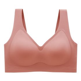 Plus Size Plus-sized Seamless Underwear Push Up Adjustable One-piece Bra (Option: Pink-M)