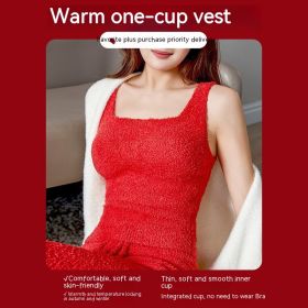 Lambswool Warm Vest Bra One-piece Women's (Option: Red Long-L)