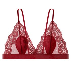 French Crystal Glasses Sexy Lace Lingerie Women (Option: Wine Red-S)