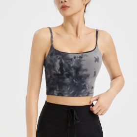 Yoga Underwear Women's Handmade Tie-dyed Outer Wear Sports Bra Camisole (Option: Tie Dyed Black-S)