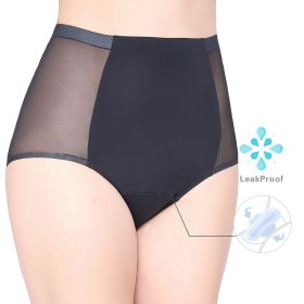 Four-layer Leak-proof Absorbent High Waist Mesh Physiological Underwear (Option: Black-M)