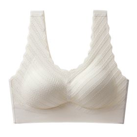 Seamless Back Shaping Bra Women's Small Chest Push Up Summer Thin Lace Bra (Option: White-L)