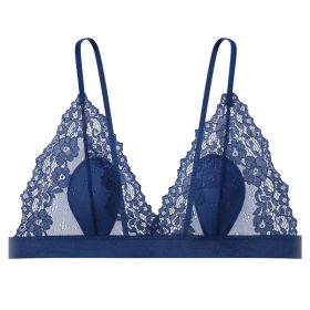 French Crystal Glasses Sexy Lace Lingerie Women (Option: Blue-M)