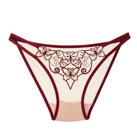 Women's Briefs High Elastic Comfortable Breathable Mesh (Option: Wine Red-Average Size)