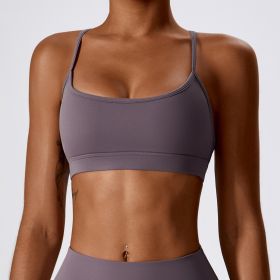 Tight Yoga Bra Brushed Beauty Back Quick-drying Sports Underwear (Option: Bean Paste Purple-M)