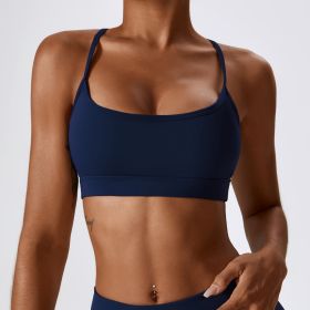 Tight Yoga Bra Brushed Beauty Back Quick-drying Sports Underwear (Option: Badge Blue-M)