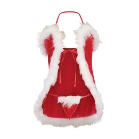 Women's Deep V Three-point Split Christmas Suit (Option: Red-S)