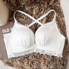 Buckled Front And Shaped Back Underwear Small Chest Holding Anti-sagging Bra (Option: White-M)