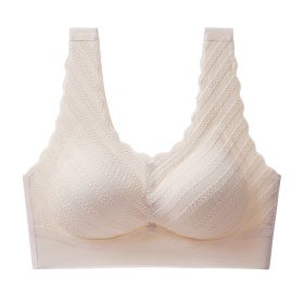 Seamless Back Shaping Bra Women's Small Chest Push Up Summer Thin Lace Bra (Option: Skin Color-L)