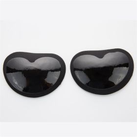 Silicone Nubra Self-adhesive Triangle Heart-shaped Swimsuit Evening Dress Thickened Sponge (Option: Black Heart Shape-Average Size)