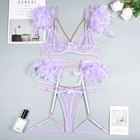 Christma Chains Lace Sexy Lingerie Women Underwear Bra Pa (Option: Purple-S)