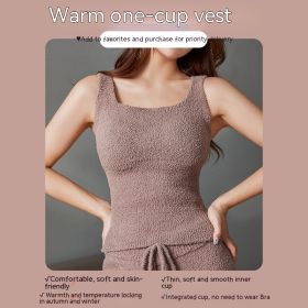 Lambswool Warm Vest Bra One-piece Women's (Option: Brown Long-L)