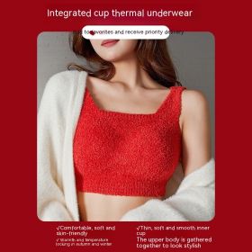 Lambswool Warm Vest Bra One-piece Women's (Option: Red Short-L)