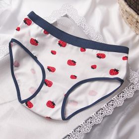 Japanese Style Purplish Blue Strawberry Underwear 5 Pack Women (Option: White Background Full Version-M)