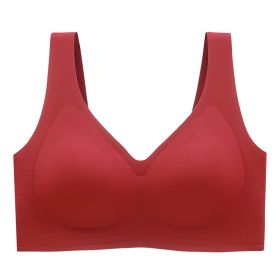 Plus Size Plus-sized Seamless Underwear Push Up Adjustable One-piece Bra (Option: Red-M)