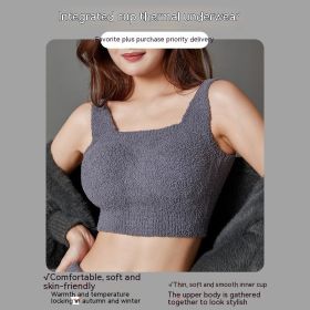 Lambswool Warm Vest Bra One-piece Women's (Option: Gray Short-L)