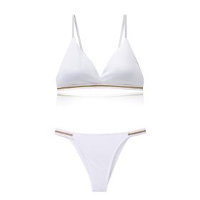 Light Luxury Edition Ice Silk Chest-wrapped Women's Beauty Back Underwear Women's Pure Desire Bra Set Bikini (Option: White-S)