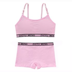 Girls' Bra Development Period Sling Half-length Cotton Vest (Option: Pink-Average Size)