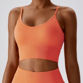 Women's Seamless Beauty Back Yoga Bra (Option: Orange-S)