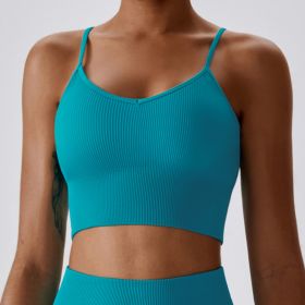 Women's Seamless Beauty Back Yoga Bra (Option: Peacock Blue-S)