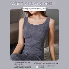 Lambswool Warm Vest Bra One-piece Women's (Option: Gray Long-L)