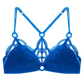 Women's Underwear Big Chest Small Push-up Thin (Option: Blue 075B-L)