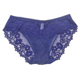 Women's Lace Nylon Underwear Plus Size Breathable And Transparent Mesh (Option: Blue-M)