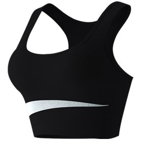 Contrast Color Beauty Back Exercise Underwear Women's Shockproof Without Steel Ring (Option: Black-M)