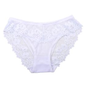 Women's Lace Nylon Underwear Plus Size Breathable And Transparent Mesh (Option: White-S)