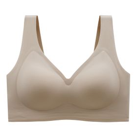 Plus Size Plus-sized Seamless Underwear Push Up Adjustable One-piece Bra (Option: Khaki-5XL)