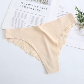 New Lady Sexy T-back Lace Underwear (Option: Skin Color-L)