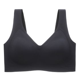 Plus Size Plus-sized Seamless Underwear Push Up Adjustable One-piece Bra (Option: Black-2X)