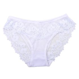 Women's Lace Nylon Underwear Plus Size Breathable And Transparent Mesh (Option: White-M)